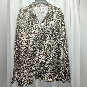 NWT! Chicos Animal Print Full Zip Lightweight Jacket!